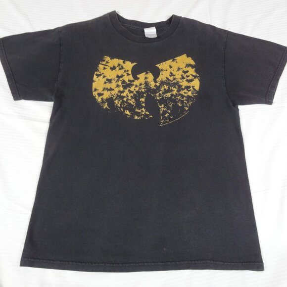 VINTAGE Y2K WU-TANG CLAN KILLA BEES LOGO BLACK MEDIUM T-SHIRT L202 (FADED -SPOT) - Picture 1 of 6